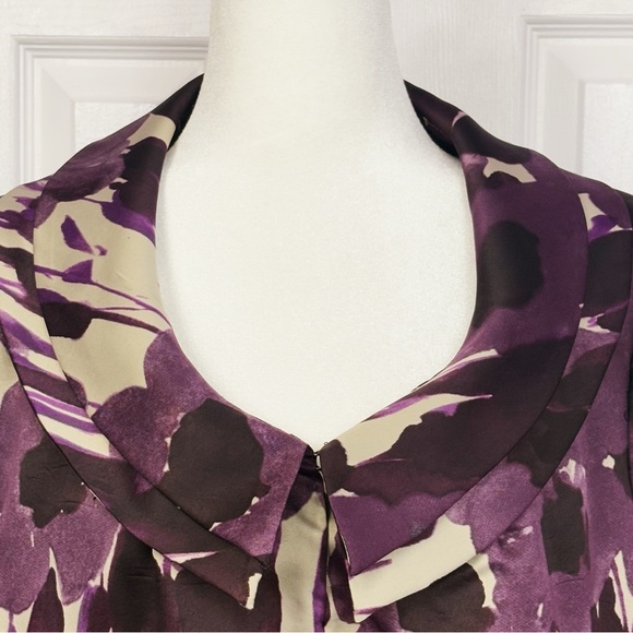 Simply Vera Vera Wang Purple Multi Floral Short Sleeve Swing Jacket XL - Picture 3 of 16